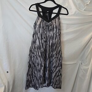 Prana Rainblur Shauna Racerback Black White Sleeveless Dress Women's Size L NWT